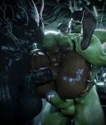 anal anal_penetration anal_sex ass bara big_ass big_penis blade_(eric_brooks) butt cock dace_renders dark-skinned_male dark_skin dick gay green_skin hulk male male_only marvel marvel_rivals multiple_boys multiple_males multiple_penises penis standing_sex sunglasses threesome veiny veiny_penis venom_(marvel)