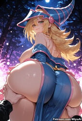 1boy 1girl ai_assisted ai_generated ass ass_grab bare_shoulders blonde_hair blush blush_stickers breasts curvaceous curvy curvy_female curvy_figure dark_magician_girl female from_behind girl_on_top green_eyes hat hetero huge_ass large_breasts long_hair looking_at_viewer looking_back miyuai moon night nipples sky smile solo_focus straddling thick thick_ass thick_butt thick_hips thick_legs thick_thighs thighs tree voluptuous voluptuous_female wide_hips wide_thighs wizard_hat yu-gi-oh!