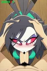 ai_generated avian avian_humanoid bikini blowjob demon demon_girl ends34 hellaverse helluva_boss octavia_(helluva_boss) vivienne_medrano vivziepop