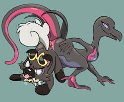 absurd_res anal anal_knotting anal_sex animal_genitalia animal_penis anthro anthro_on_feral anthro_penetrated ass ass_to_ass balls bodily_fluids butt_grab canid canine canine_penis cock_hanging cum cum_belly cum_in_ass cum_inside drooling duo female female_on_feral female_penetrated feral feral_penetrating feral_penetrating_anthro feral_penetrating_female genital_fluids genitals hand_on_butt hi_res inflation knot knot_hanging knotting male male/female male_on_anthro male_penetrating male_penetrating_female mammal nintendo open_mouth penetration penile penile_penetration penis pokémon_(species) pokemon pokemon_(species) reptile rockruff salazzle saliva scalie sex tongue tongue_out video_games wimpod_(artist) zoophilia