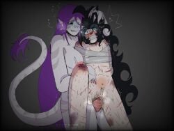 alien ariral black_hair bound bound_arms breasts bruise bruised bruises claws dr._kel dr.kel futa_on_female futanari gag gagged genderswap glasses human human_female muffled muffled_moaning penetration penis purple_hair scratch_marks scratched scratches slit slit_penis stomach_bulge submissive_male sweating tail tape_gag vaginal vaginal_penetration vaginal_sex voices_of_the_void