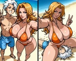 ai_generated bleach facesitting hitsugaya_toushirou huge_breasts matsumoto_rangiku rangiku_matsumoto selfie