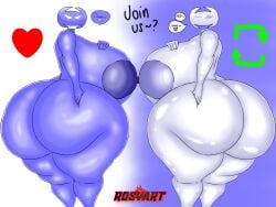 background big_ass big_breasts big_nipples blue_body discord discord_(app) discord_logo floating_head nipples rosyart thick_ass thick_thighs twins white_body