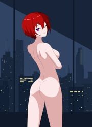 artist:waffentrageriv ass f-35_lightning_ii looking_at_viewer naked red_hair wink