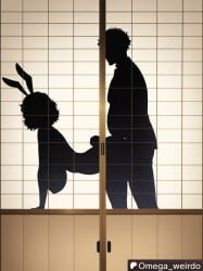 1girl 1girl1boy ai_generated behind_door big_breasts bunny_costume bunny_ears bunny_girl bunny_tail bunnysuit closed_door doggy_position doggy_style doggystyle hanging_breasts kawakami_sadayo omega_weirdo patreon persona persona_5 sadayo_kawakami sex short_hair silhouette silhouette_sex silhouetted_body silhouetted_sex silhouettes taken_from_behind wavy_hair