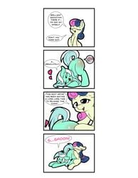 ! absurd_res ass bonbon_(mlp) comic cunnilingus dialogue english_text equid equine fearingfun female female/female feral friendship_is_magic green_body hasbro hi_res horn lyra_heartstrings_(mlp) mammal my_little_pony oral reddened_butt sex simple_background text unicorn vaginal_penetration white_background yuri