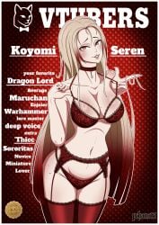 big_ass big_breasts big_butt dragon_girl mommy playboy_outfit red_hair revista_paradoja vtuber vtuberfanart yellow_eyes yellow_hair
