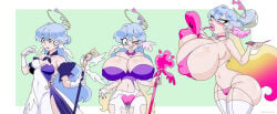 angel ass_expansion bimbo bimbofication breast_expansion huge_ass huge_breasts midriff thick_thighs transformation transformation_sequence