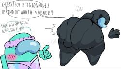 among_us among_us_(series) ass_clap big_ass black_(among_us) clapping_ass cyan_(among_us) dialogue fat_ass onomatopoeia strawberrymilkshake tagme text yelling yelling_at_another