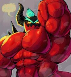 1boy arm_up armpits horns huge_muscles huge_pecs its_coldpizzart male_only muscular muscular_arms muscular_male pecs pectorals sonic_(series) zavok