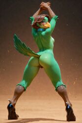 1girls ai_generated anthro anthro_female brown_hair chocobo collar female final_fantasy green_chocobo green_feathers original_character red_eyes scorpianpp self_upload short_hair stable_diffusion windy_(scorpianpp)