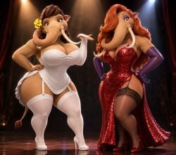 ai_generated anthro blue_sky_studios cabaret cool_world curvy dancing ellie_(ice_age) eyewear heels holli_would_(cosplay) huge_breasts ice_age:_collision_course ice_age:_the_meltdown ice_age_(film) ice_age_(series) ice_age_dawn_of_the_dinosaurs imminent_sex jessica_rabbit_(cosplay) juicy_thighs mammoth mature_female milf milfification mommy mommy_kink mother_and_daughter peaches_(ice_age) playboy_outfit plump skirt thick_arms thick_thighs thighhighs voluptuous voluptuous_female voluptuous_milf white_stockings who_framed_roger_rabbit