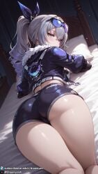 1girls ai_generated ass ass_focus back_view breasts butt butt_focus clothed clothed_female curvy curvy_body curvy_female dreamyan_ai female female_focus female_only from_behind grey_eyes grey_hair hi_res high_quality high_resolution highres honkai:_star_rail long_hair looking_at_viewer looking_back lying lying_on_bed lying_on_stomach medium_breasts on_stomach ponytail seductive seductive_eyes seductive_look seductive_mouth seductive_pose silver_wolf_(honkai:_star_rail) solo solo_female solo_focus tank_top thick_ass thick_thighs thighs uncensored