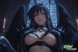 1girl ai_generated anime artist_name beautiful beauty big_breasts black_hair breasts ecchi female hentai hi_res high_quality high_resolution high_school_dxd highres naked nsfw nude nude_female partially_clothed patreon_username rawdiffusion raynare rule34 solo stable_diffusion tits uncensored watermark wings