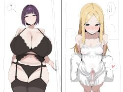 1futa 1girls 2d blonde blonde_hair boobs breasts busty female futa futanari hair hi_res highres huge_breasts human light-skinned_futa light_skin xipa