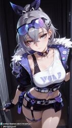 1girls ai_generated breasts clothed clothed_female curvy curvy_body curvy_female dreamyan_ai female female_focus female_only grey_eyes grey_hair hi_res high_quality high_resolution highres honkai:_star_rail long_hair looking_at_viewer medium_breasts ponytail seductive seductive_eyes seductive_look seductive_mouth seductive_pose silver_wolf_(honkai:_star_rail) solo solo_female solo_focus tank_top thick_ass thick_thighs thighs uncensored