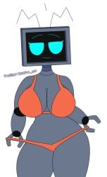 1girl bikini female fnf fnf_mod friday_night_funkin friday_night_funkin_mod genderbend genderswap hex_(yingyang48) huge_boobs huge_breasts robot robot_female robot_girl robot_humanoid therobotnsfw tv tv_girl tv_head tv_woman