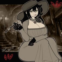 1girls alcina_dimitrescu_(cosplay) cleavage milf renee_graves rose_dax solo the_coffin_of_andy_and_leyley