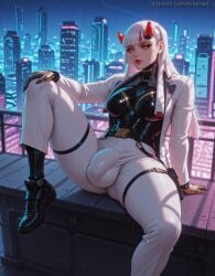 2026 ai_generated android balls bangs big_balls big_bulge big_penis big_testicles bulge cock_bulge dickgirl futanari hi_res horns kimmiefu large_breasts lips lipstick long_hair looking_away makeup open_jacket outdoors overwatch overwatch_2 pants penis_bulge red_eyes red_horns robot robot_futa robot_girl self_upload shion sitting solo spread_legs straight_hair suit suit_jacket tagme testicles thigh_strap white_hair
