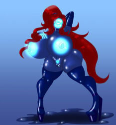 areola areolae black_background breasts cursed_fleshlight cursed_fleshlight_(gorila_invisible) curvy female hi_res huge_breasts huge_nipples large_breasts large_lips larger_female latex latex_suit monster monster_girl nightmare_waifu nipples no_eyes pixai plump_lips puffy_nipples puffy_pussy pussy rule_63 simple_background solo thick_thighs tongue tongue_out voluptuous wide_hips