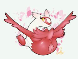 <3_eyes anus ass blush bodily_fluids dragon female feral genital_fluids genitals heart hi_res latias legendary_pokemon looking_back nintendo pokemon pokemon_(species) presenting presenting_hindquarters pussy pussy_juice simple_background smile solo video_games wimpod_(artist) yellow_eyes