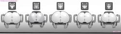 5girls anus azumanga_daiou chickpea curled_toes feet free_use glasses handlebars kagura_(azumanga_daiou) koyomi_mizuhara lined_up monochrome osaka_ayumu_kasuga pussy sakaki stuck_in_wall tanlines tomo_takino wall