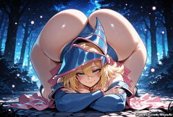 1girl ai_assisted ai_generated all_fours ass bangs bare_shoulders bare_tree blonde_hair blush blush_stickers breasts curvaceous curvy curvy_female curvy_figure dark_magician_girl female forest green_eyes hair_between_eyes long_hair miyuai nature outdoors smile solo thick thick_ass thick_butt thick_hips thick_legs thick_thighs thighs top-down_bottom-up tree voluptuous voluptuous_female wide_hips wide_thighs wizard_hat yu-gi-oh!