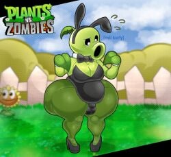 1boy anthro bulge bunnysuit electronic_arts evilkurtyart eyes_emoji peashooter_(pvz) plants_vs_zombies plants_vs_zombies_2:_it's_about_time playboy_bunny popcap_games sunflower_(pvz) tagme
