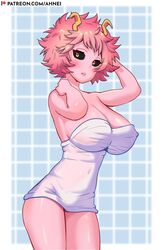 1girls ahnei big_breasts breasts cleavage female female_only large_breasts mina_ashido my_hero_academia pink_hair pink_skin solo