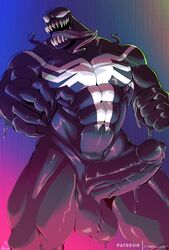 1boy abs absurd_res alien alien_humanoid anthro balls biceps big_balls big_penis black_body claws cyber_lust56 erection fangs genitals gooey hi_res humanoid long_tongue male male_only marvel muscular muscular_anthro muscular_male pecs penis smooth_skin solo spider-man_(series) symbiote teeth tongue tongue_out veiny_penis venom_(marvel) white_eyes