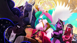 16:9 2021 6+girls alicorn anthro applejack_(mlp) areola armwear ass bodily_fluids breasts clothing cum cutie_mark equid equine female fluttershy_(mlp) friendship_is_magic genital_fluids genitals group harem hasbro hi_res horn legwear lyra_heartstrings_(mlp) male male/female mammal midnight_aegis_(oc) my_little_pony nipples octavia_melody open_mouth penis pinkamena_(mlp) pinkie_pie_(mlp) princess_celestia_(mlp) princess_luna_(mlp) purple_hair pussy rainbow_dash_(mlp) rarity_(mlp) royalty sex sibling sister sisters smooth_skin tongue tongue_out twilight_sparkle_(mlp) unicorn widescreen wings zolombo