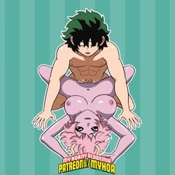 1boy 1boy1girl 1girls abs animated black_sclera bouncing_breasts completely_nude completely_nude_female completely_nude_male cum gif izuku_midoriya large_breasts mina_ashido missionary_position muscular_male my_hero_academia myhoa_(artist) nude_female nude_male pink_hair pink_skin sex six_pack straight yellow_eyes