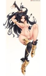 black_hair breasts fate/grand_order fate_(series) female ishtar_(fate) jewelry kilalesi long_hair pussy red_eyes simple_background solo white_background