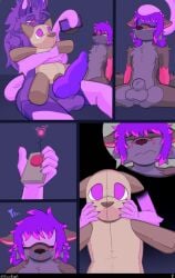 absurd_res animal_genitalia anthro ashe_infinity big_penis brainwashing canid canine claws comic controller duo expressionless felid fox fully_sheathed genitals hi_res holding_object huge_penis knot male male/male mammal mind_control pantherine penis presenting presenting_penis queenrupti rupti sex_toy sheath soul tiger toy visor