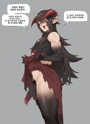 ain_(in) big_penis black_arms black_limbs brown_hair darkened_genitalia demon_king_(in) dilf femboy horns in_(ain) in_ya1111 long_hair markings muscular_male pointy_ears red_eyes red_horns thick_thighs