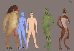 1girls 4boys abs alien alien_boy alien_girl artist_request asari ball_size_difference big_balls big_penis black_hair black_sclera blue_skin brown_hair brown_skin circumcised dark_hair drell erect_nipples facial_hair facial_scar flaccid green_skin holding_hands human humanoid_penis interspecies kaidan_alenko krogan large_penis liara_t'soni light-skinned_male light_skin mass_effect mass_effect_2 mordin_solus multiple_boys no_pubic_hair nude nude_female nude_male pale-skinned_male pale_skin pecs penis_size_difference pose posing salarian scar size_difference small_balls small_penis thane_krios toe_claws urdnot_wrex