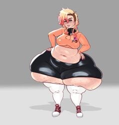 ass flamingsanity freckles_on_face freckles_on_thighs green_eyes hoodie huge_ass huge_butt large_ass large_butt massive_ass massive_butt multicolored_hair oc original_character tagme thicc thicc_thighs tomboy wide_hips wide_thighs