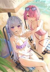 2d 2d_(artwork) 2d_artwork 2girls above_view almost_naked almost_nude anime anime_character bare_arms bare_belly bare_calves bare_chest bare_hands bare_hips bare_knees bare_legs bare_midriff bare_navel bare_shoulders bare_skin bare_thighs barefoot beach beach_background beach_setting belly belly_button big_boobs big_breasts bikini bikini_bottom bikini_only bikini_top bird's-eye_view blue_pupils blush_face blushing blushing_female breasts busty busty_female busty_girl calves cleavage collarbone crossed_legs crossed_legs_(sitting) curvaceous curvaceous_body curvaceous_female curvaceous_figure curvaceous_hips curvy curvy_body curvy_female curvy_figure curvy_hips day daylight daytime digital digital_art digital_drawing digital_drawing_(artwork) digital_media digital_media_(artwork) drawing dynamic_angle elbows elf elf_ear elf_ears elf_female elf_girl emilia_(re:zero) exposed exposed_arms exposed_belly exposed_chest exposed_hips exposed_legs exposed_midriff exposed_navel exposed_shoulders exposed_skin exposed_thighs eyebrows_visible_through_hair fanart feet feet_out_of_frame female female_focus female_only female_protagonist fingernails fingers flower flower_hair_ornament flower_in_hair flower_on_head flushed flushed_cheeks flushed_face foot_out_of_frame frilled_bikini frilled_bikini_top frilled_swimsuit frilled_swimwear from_above from_above_view from_front front_view frown frown_eyebrows frowning frowning_at_viewer full_body groin hair_ornament hair_ornaments half_elf hand_on_leg hand_on_own_leg hand_on_own_thigh hand_on_thigh high-angle_shot high-angle_view high_angle high_angle_view hourglass_figure inguinal_crease inguinal_ligament justjast88 knees large_boobs large_breasts lean_figure legs legs_crossed long_hair looking_at_viewer looking_up looking_up_at_viewer manga_character midriff mostly_nude multiple_females multiple_girls nail_polish nails naked naked_female naked_woman narrow_waist navel nearly_nude necklace no_shoes nude nude_female nudity ocean_background one-piece_swimsuit open_mouth open_mouth_smile outdoor outdoor_background outdoor_nudity outdoors outside outside_nudity overhead_view parasol parted_lips petite petite_body petite_breasts petite_female petite_girl petite_tits pink-haired_female pink_bikini pink_fingernails pink_hair pink_hair_female pink_nail_polish pink_nails pink_one-piece_swimsuit pink_swimsuit pink_swimwear pointy_ears portrait practically_nude purple-eyed_female purple_bikini purple_bikini_bottom purple_bikini_top purple_eyes purple_swimsuit purple_swimwear ram_(re:zero) re:zero_kara_hajimeru_isekai_seikatsu red-eyed_female red_eyes scowl sea sea_background seaside short_hair shoulders side-tie_bikini silver-haired_female silver_hair silver_hair_female sitting skindentation slender_body slender_waist slim_female slim_waist small_boobs small_breasts small_tits smile smiley_face smiling smiling_at_viewer summer_setting sunglasses sunglasses_on_head swimsuit swimwear thighs tiny_breasts tiny_tits tongue top_down_view top_view touching_leg touching_thigh upper_teeth watson_cross white_fox_(studio) wide_hips