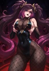 ai_generated curvy fishnets goth goth_girl large_breasts league_of_legends pentakill_iii:_lost_chapter_sona sexy sexy_pose sona_buvelle