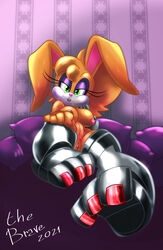 1girls anthro archie_comics blonde_hair bodily_fluids breasts bunnie_rabbot cyborg feet female green_eyes hair lagomorph looking_at_viewer metal nipples nude pink_nipples pink_nose pussy rabbit robot solo sonic_(series) sonic_the_hedgehog_(archie) sonic_the_hedgehog_(comics) sweat tan_body thebrave toenails tongue tongue_out white_body