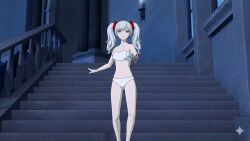 1girls ai_generated bikini female female_only rwby solo swimsuit twintails weiss_schnee white_bikini