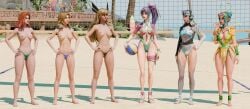 3d 6girls alternate_version_available asian_female barefoot beach beach_volleyball bikini_bottom_only black_bikini_bottom blonde_hair blue_bikini_bottom clothed_female_nude_female female female_only g-string g-string_only green_bikini_bottom hands_on_hips invisible_woman invisible_woman_(marvel_rivals) japanese_female jean_grey korean_female luna_snow luna_snow_(cool_summer) luna_snow_(marvel_rivals) magik_(illyana_rasputin) magik_(marvel_rivals) mantis_(marvel) mantis_(marvel_rivals) mantis_(oceanic_harmony) married_female marvel marvel_rivals phoenix_(marvel_rivals) phoenix_(x-men) psylocke psylocke_(sai) psylocke_(sai)_(breezy_butterfly) public_nudity public_topless red_hair russian_female skimpy_bikini skimpy_clothes skimpy_panties surprised_expression topless topless_female volleyball volleyball_(ball) volleyball_net x-men