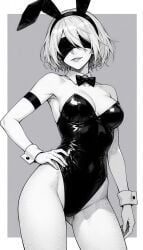 ai_generated bunny_ears bunny_girl bunnysuit felicia_cos leotard nier:_automata voluptuous_female yorha_2b
