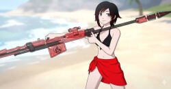 1girls ai_generated bikini black_bikini female female_only ruby_rose rwby sarong solo