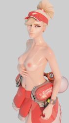 lifeguard_mercy medium_breasts mercy natural_breasts overwatch_2 pale-skinned_female shiny_skin smiling tanlines