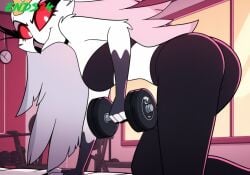 ai_generated big_breasts ends34 female gym gym_uniform helluva_boss milf sports_bra sportswear stella_(helluva_boss)
