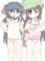2girls catgirl dog_girl dog_tail eternal_towers_of_hell juke's_towers_of_hell octawave skitsuna smaller_female top_towers_community wagging_tail