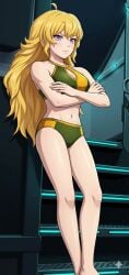 1girls ai_generated bikini crossed_arms female female_only rwby solo swimsuit yang_xiao_long