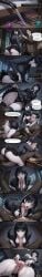 1boy 1girl ai_generated ass black_hair breasts comic cum english_text fellatio hetero long_hair oral panties penis pussy sex the_addams_family tongue underwear vaginal villain_party69 wednesday_addams