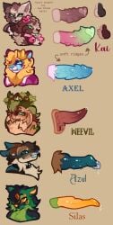 absurd_res alien alien_genitalia ambiguous_gender animal_genitalia anthro axel_(beetleburnz) azul_(beetleburnz) balls beetleburnz bite biting_lip blush bodily_fluids canid canine canine_genitalia canis coyote domestic_cat dripping fan_character felid feline feline_genitalia felis fur genital_fluids genital_piercing genitals group heart_penis hi_res horn intersex kai_(beetleburnz) leaking leaking_precum lemur licking licking_lips lineup lion long_penis male male/ambiguous mammal multi_eye multicolored_body multicolored_fur nervous pantherine penis penis_piercing piercing precum precum_drip primate silas_(beetleburnz) strepsirrhine suggestive sweat symprite_(closed_species) tongue tongue_out two_tone_balls two_tone_body two_tone_fur unusual_anatomy unusual_genitalia unusual_penis vulva weevil_(beetleburnz)